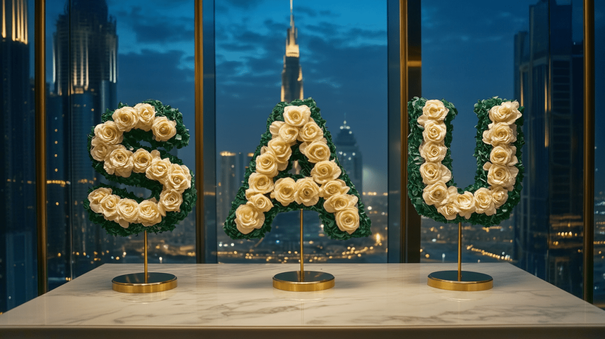 Saudi Rose Creations – Green & White in Luxury Form - Imaginary Worlds
