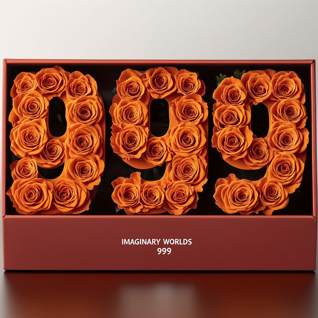Orange Roses 999 Rose Box - Imaginary Worlds